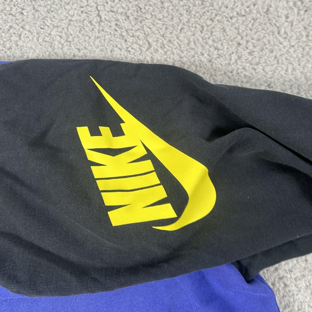 Nike Shirt Mens 2XL Blue Black 3/4 Sleeve Raglan Colorblock Swoosh Tee Logo - Picture 7 of 16
